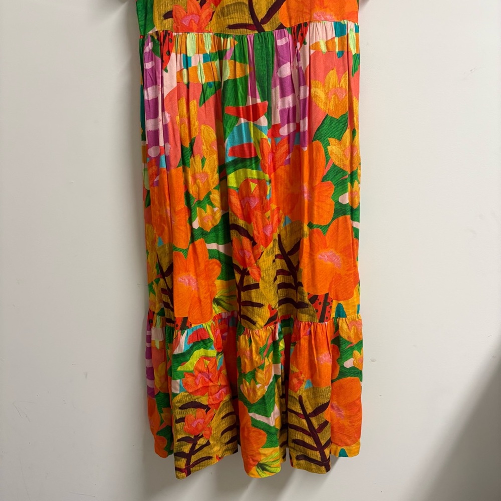 Briton Court Abstract Floral Puff Sleeve Midi Dress Size S‎ Small - Picture 3 of 8